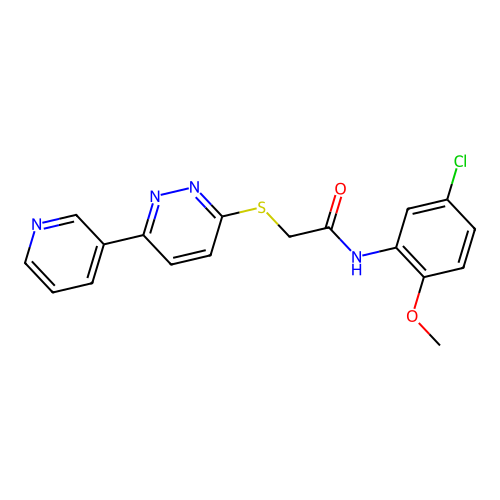 N-(5-chloro-2-methoxyphenyl)-2-(6-pyridin-3-ylpyridazin-3-yl)sulfanylacetamide structure