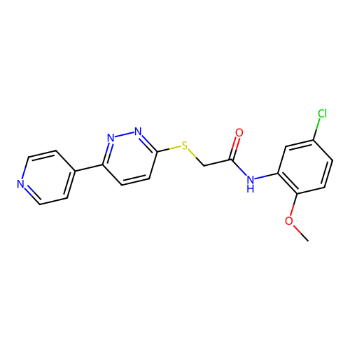 N-(5-chloro-2-methoxyphenyl)-2-(6-pyridin-4-ylpyridazin-3-yl)sulfanylacetamide structure