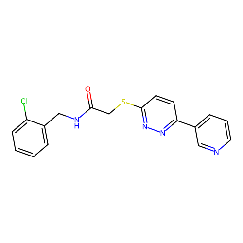 N-[(2-chlorophenyl)methyl]-2-(6-pyridin-3-ylpyridazin-3-yl)sulfanylacetamide structure