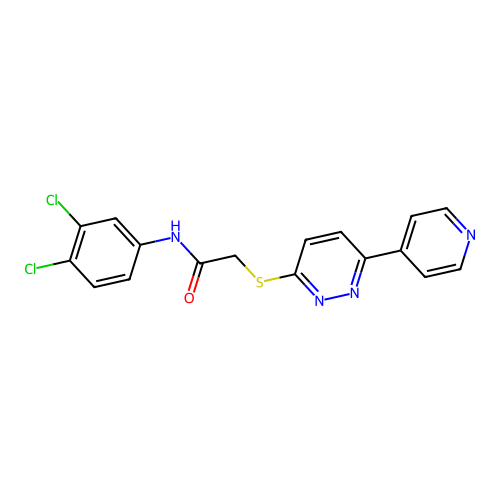N-(3,4-dichlorophenyl)-2-(6-pyridin-4-ylpyridazin-3-yl)sulfanylacetamide structure