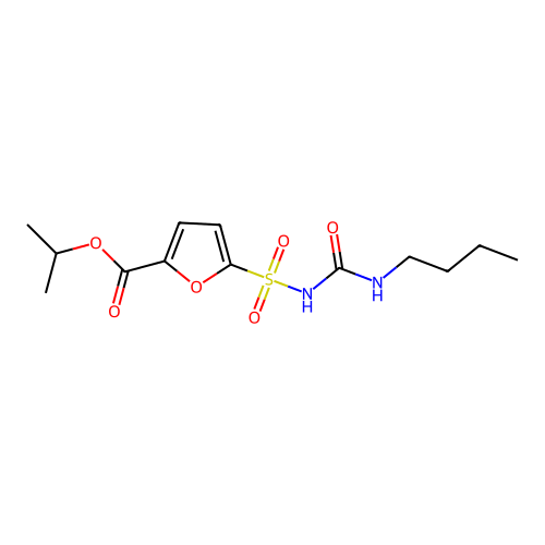 Isopropyl 5-({[(butylamino)carbonyl]amino}sulfonyl)-2-furoate structure