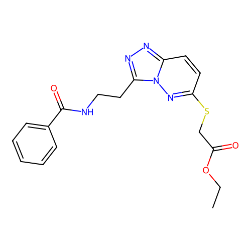 Ethyl 2-((3-(2-benzamidoethyl)-[1,2,4]triazolo[4,3-b]pyridazin-6-yl)thio)acetate structure