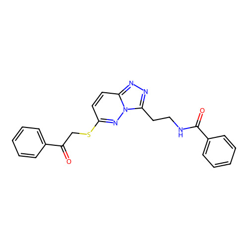 N-[2-(6-phenacylsulfanyl-[1,2,4]triazolo[4,3-b]pyridazin-3-yl)ethyl]benzamide structure
