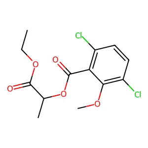 Benzoic acid, 3,6-dichloro-2-methoxy-, 2-ethoxy-1-methyl-2-oxoethyl ester structure