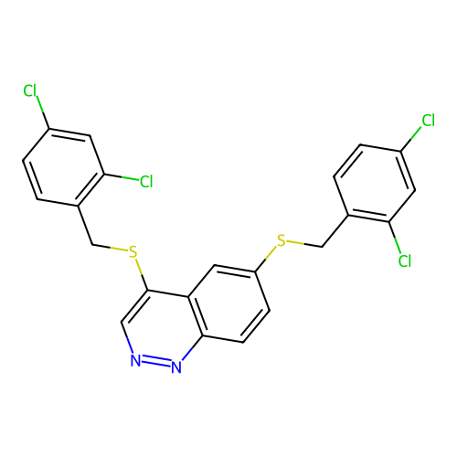4,6-Bis((2,4-dichlorobenzyl)thio)cinnoline structure