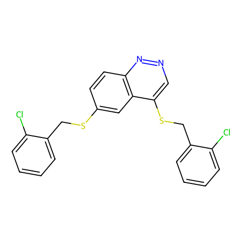4,6-Bis((2-chlorobenzyl)thio)cinnoline structure