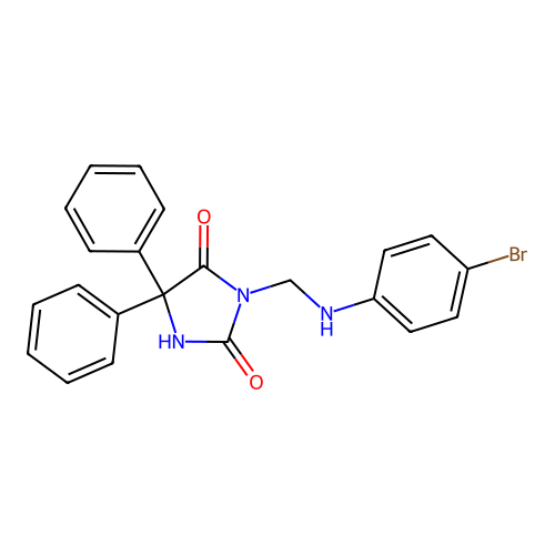 3-[[(4-Bromophenyl)amino]methyl]-5,5-diphenyl-2,4-imidazolidinedione structure