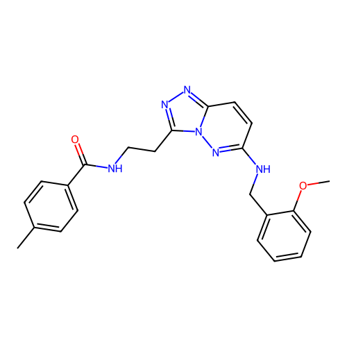 N-[2-(6-{[(2-methoxyphenyl)methyl]amino}-[1,2,4]triazolo[4,3-b]pyridazin-3-yl)ethyl]-4-methylbenzamide structure