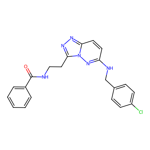 N-(2-(6-((4-chlorobenzyl)amino)-[1,2,4]triazolo[4,3-b]pyridazin-3-yl)ethyl)benzamide structure
