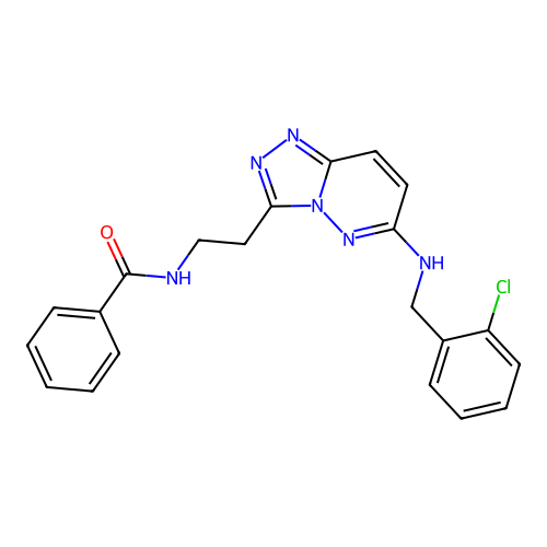 N-(2-(6-((2-chlorobenzyl)amino)-[1,2,4]triazolo[4,3-b]pyridazin-3-yl)ethyl)benzamide structure