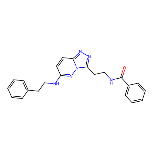 N-(2-(6-(phenethylamino)-[1,2,4]triazolo[4,3-b]pyridazin-3-yl)ethyl)benzamide structure