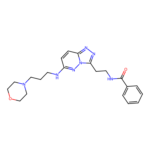 N-(2-(6-((3-morpholinopropyl)amino)-[1,2,4]triazolo[4,3-b]pyridazin-3-yl)ethyl)benzamide structure