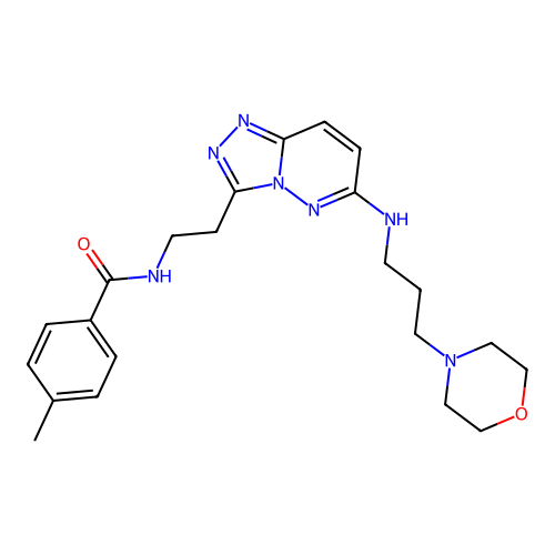 4-methyl-N-[2-(6-{[3-(morpholin-4-yl)propyl]amino}-[1,2,4]triazolo[4,3-b]pyridazin-3-yl)ethyl]benzamide structure