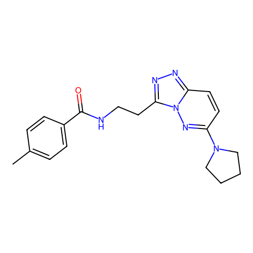 4-methyl-N-{2-[6-(pyrrolidin-1-yl)-[1,2,4]triazolo[4,3-b]pyridazin-3-yl]ethyl}benzamide structure