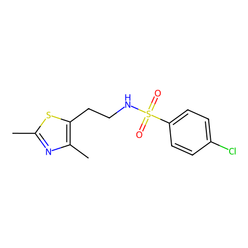 4-chloro-N-(2-(2,4-dimethylthiazol-5-yl)ethyl)benzenesulfonamide structure