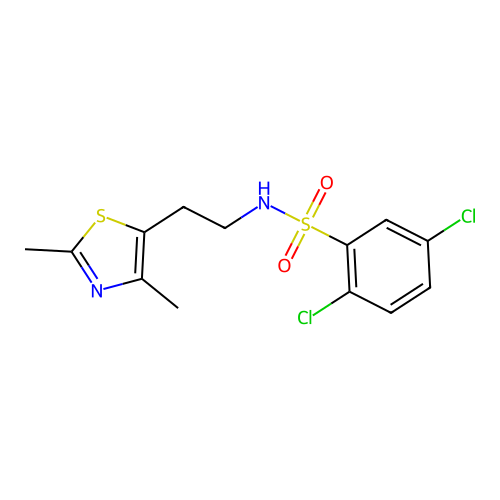 2,5-dichloro-N-(2-(2,4-dimethylthiazol-5-yl)ethyl)benzenesulfonamide structure