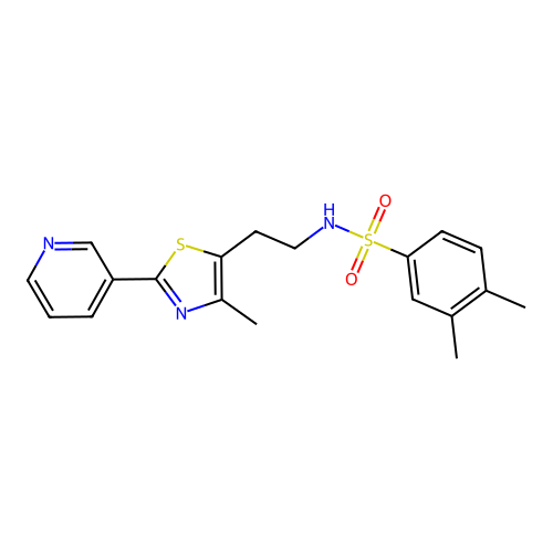 3,4-dimethyl-N-{2-[4-methyl-2-(pyridin-3-yl)-1,3-thiazol-5-yl]ethyl}benzene-1-sulfonamide structure