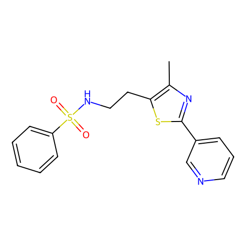 N-(2-(4-methyl-2-(pyridin-3-yl)thiazol-5-yl)ethyl)benzenesulfonamide structure