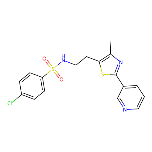 4-chloro-N-[2-(4-methyl-2-pyridin-3-yl-1,3-thiazol-5-yl)ethyl]benzenesulfonamide structure