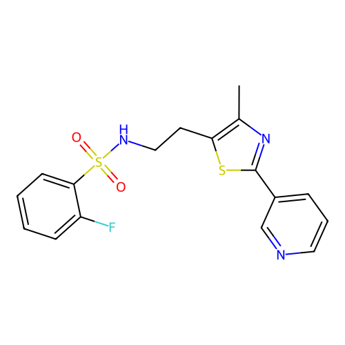2-fluoro-N-(2-(4-methyl-2-(pyridin-3-yl)thiazol-5-yl)ethyl)benzenesulfonamide structure