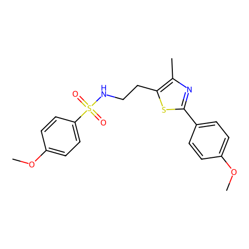 4-methoxy-N-{2-[2-(4-methoxyphenyl)-4-methyl-1,3-thiazol-5-yl]ethyl}benzene-1-sulfonamide structure