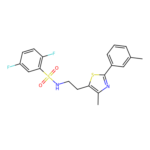 2,5-difluoro-N-{2-[4-methyl-2-(3-methylphenyl)-1,3-thiazol-5-yl]ethyl}benzene-1-sulfonamide structure