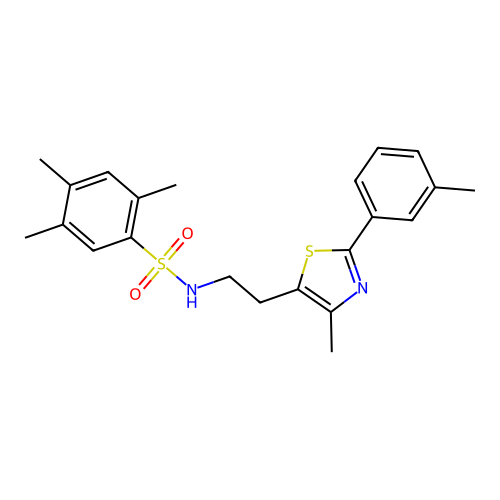 2,4,5-trimethyl-N-{2-[4-methyl-2-(3-methylphenyl)-1,3-thiazol-5-yl]ethyl}benzene-1-sulfonamide structure