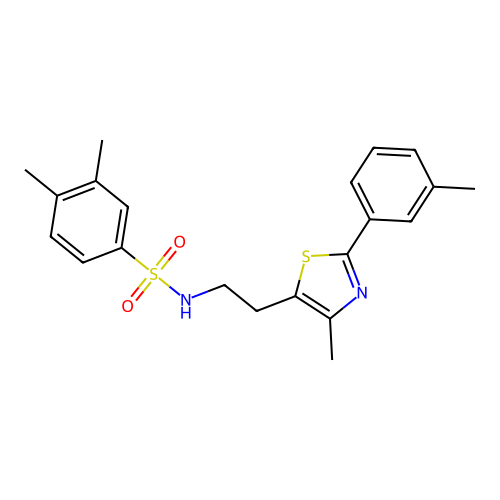 3,4-dimethyl-N-{2-[4-methyl-2-(3-methylphenyl)-1,3-thiazol-5-yl]ethyl}benzene-1-sulfonamide structure
