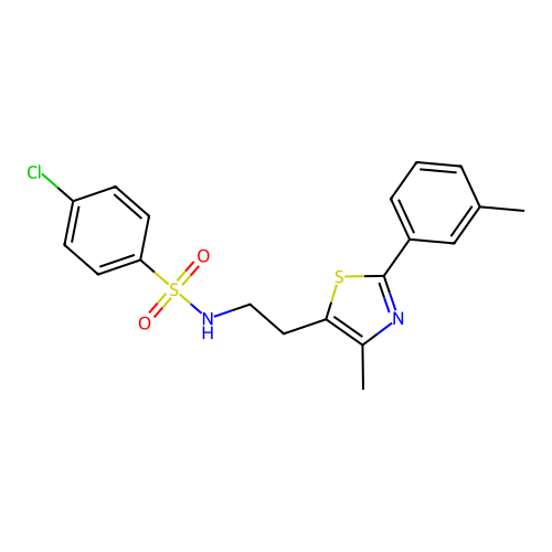 4-chloro-N-{2-[4-methyl-2-(3-methylphenyl)-1,3-thiazol-5-yl]ethyl}benzene-1-sulfonamide structure