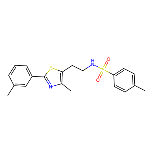 4-methyl-N-{2-[4-methyl-2-(3-methylphenyl)-1,3-thiazol-5-yl]ethyl}benzene-1-sulfonamide structure