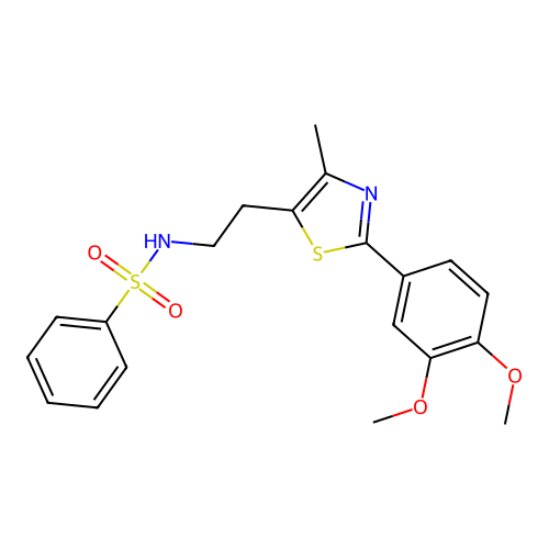 N-{2-[2-(3,4-dimethoxyphenyl)-4-methyl-1,3-thiazol-5-yl]ethyl}benzenesulfonamide structure