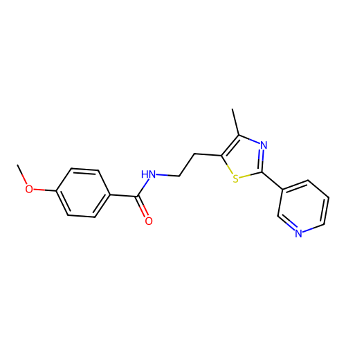 4-methoxy-N-[2-(4-methyl-2-pyridin-3-yl-1,3-thiazol-5-yl)ethyl]benzamide structure