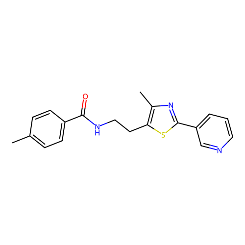 4-methyl-N-[2-(4-methyl-2-pyridin-3-yl-1,3-thiazol-5-yl)ethyl]benzamide structure