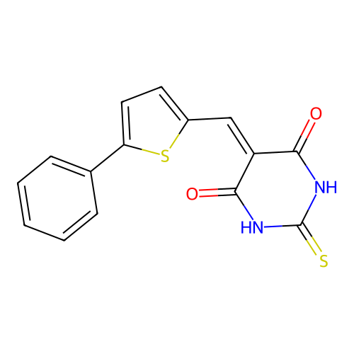 5-[(5-Phenylthiophen-2-yl)methylidene]-2-sulfanylidene-1,3-diazinane-4,6-dione structure