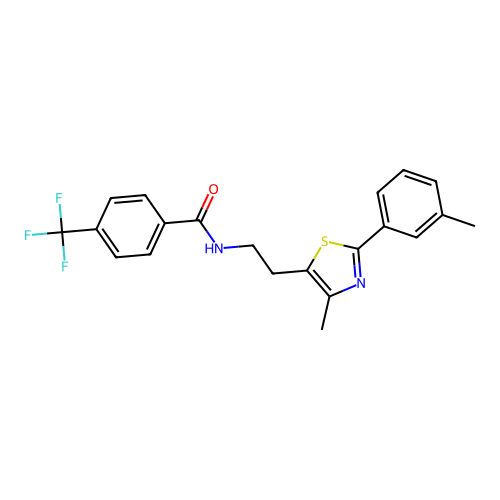 N-{2-[4-methyl-2-(3-methylphenyl)-1,3-thiazol-5-yl]ethyl}-4-(trifluoromethyl)benzamide structure