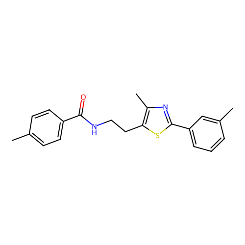 4-methyl-N-{2-[4-methyl-2-(3-methylphenyl)-1,3-thiazol-5-yl]ethyl}benzamide structure