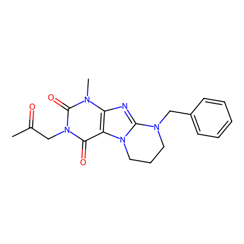 9-benzyl-1-methyl-3-(2-oxopropyl)-6,7,8,9-tetrahydropyrimido[2,1-f]purine-2,4(1H,3H)-dione structure