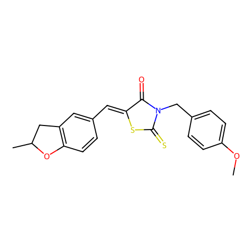 (5Z)-3-(4-methoxybenzyl)-5-[(2-methyl-2,3-dihydro-1-benzofuran-5-yl)methylidene]-2-thioxo-1,3-thiazolidin-4-one structure