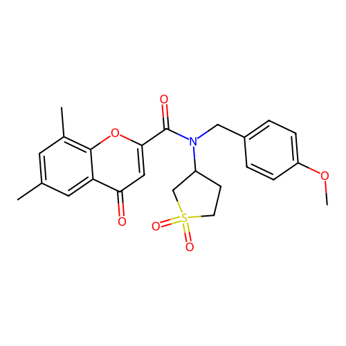 N-(1,1-dioxidotetrahydrothiophen-3-yl)-N-(4-methoxybenzyl)-6,8-dimethyl-4-oxo-4H-chromene-2-carboxamide structure