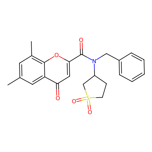 N-benzyl-N-(1,1-dioxidotetrahydrothiophen-3-yl)-6,8-dimethyl-4-oxo-4H-chromene-2-carboxamide structure