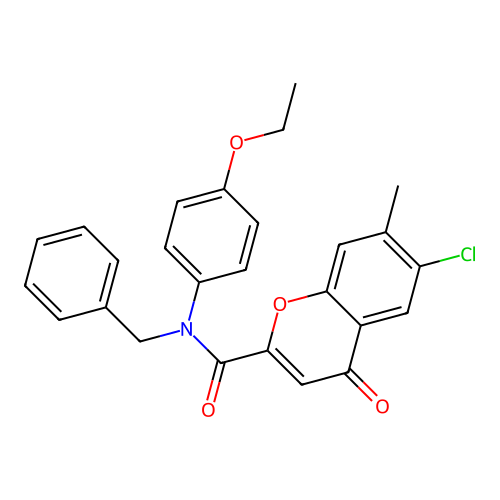 N-benzyl-6-chloro-N-(4-ethoxyphenyl)-7-methyl-4-oxo-4H-chromene-2-carboxamide structure