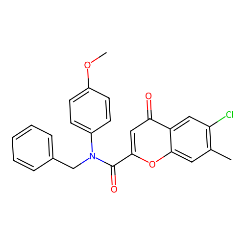 N-benzyl-6-chloro-N-(4-methoxyphenyl)-7-methyl-4-oxo-4H-chromene-2-carboxamide structure