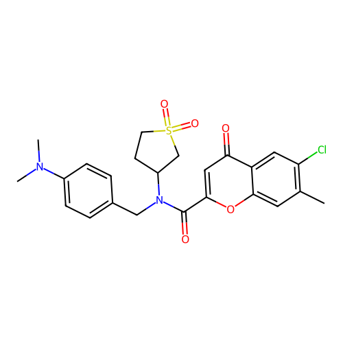 6-chloro-N-[4-(dimethylamino)benzyl]-N-(1,1-dioxidotetrahydrothiophen-3-yl)-7-methyl-4-oxo-4H-chromene-2-carboxamide structure