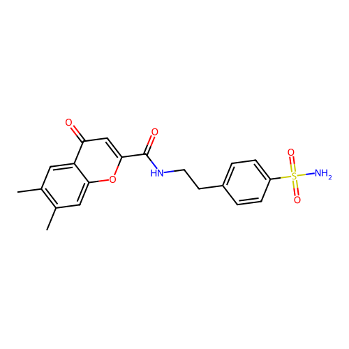 6,7-dimethyl-4-oxo-N-[2-(4-sulfamoylphenyl)ethyl]-4H-chromene-2-carboxamide structure