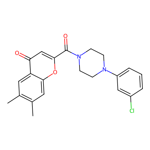 2-{[4-(3-chlorophenyl)piperazin-1-yl]carbonyl}-6,7-dimethyl-4H-chromen-4-one structure