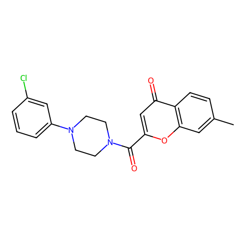 2-{[4-(3-chlorophenyl)piperazin-1-yl]carbonyl}-7-methyl-4H-chromen-4-one structure