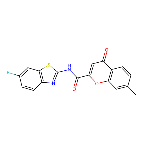 N-(6-fluoro-1,3-benzothiazol-2-yl)-7-methyl-4-oxo-4H-chromene-2-carboxamide structure