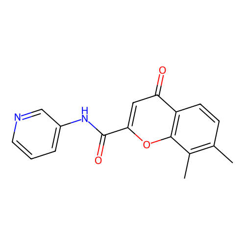 7,8-dimethyl-4-oxo-N-(pyridin-3-yl)-4H-chromene-2-carboxamide structure