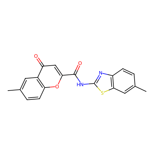6-methyl-N-(6-methyl-1,3-benzothiazol-2-yl)-4-oxo-4H-chromene-2-carboxamide structure