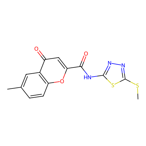 6-methyl-N-[5-(methylsulfanyl)-1,3,4-thiadiazol-2-yl]-4-oxo-4H-chromene-2-carboxamide structure